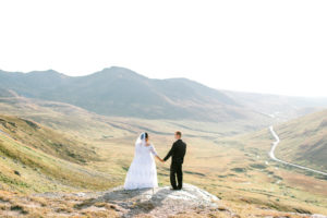 Summit Lake Fall Folliage Elopement Wedding bride and groom