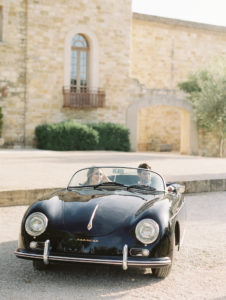 Santa Barbara Speedster vintage convertible car at Sunstone Winery wedding film photographer Lacey Geary
