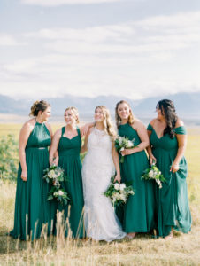 Alaska emerald green bridal party fall wedding
