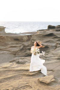 Oahu sunset bridal portraits