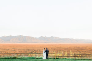 The Gathering Place fall wedding golden hour