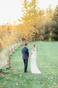 The Gathering Place fall wedding golden hour