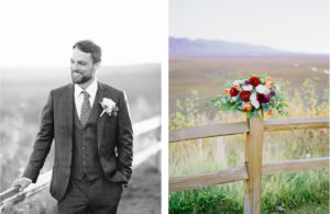The Gathering Place groom portrait and bouquet