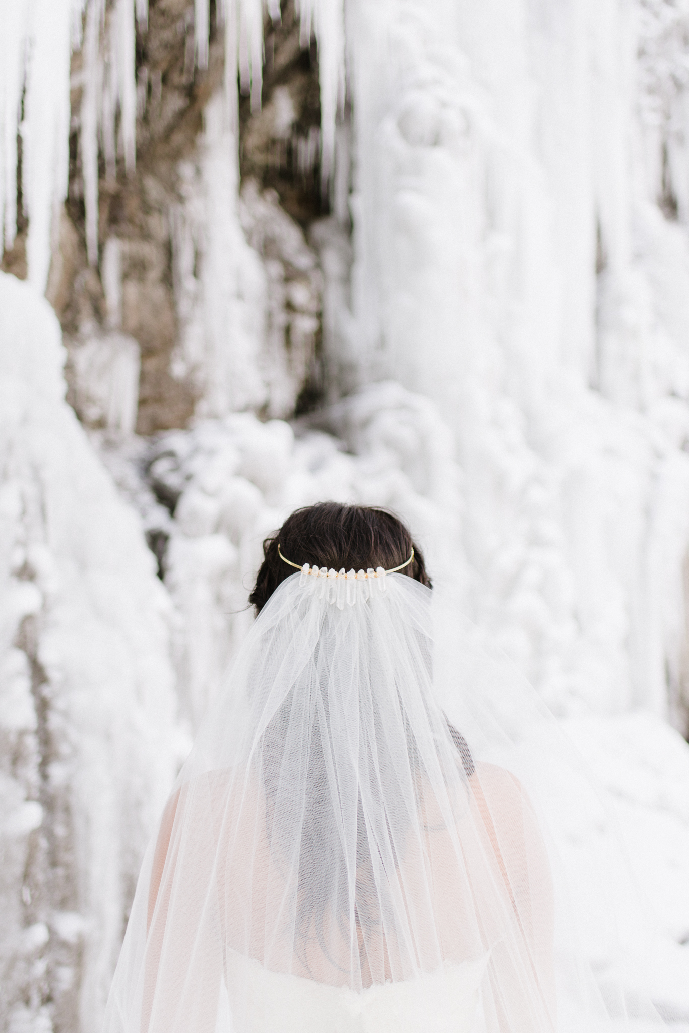 Alaska glacier wedding bride veil crystal crown