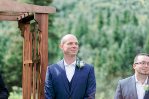 Alaska mountain wedding first look