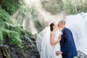 Alaska waterfall wedding