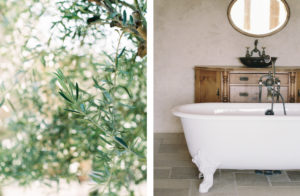 clawfoot tub bridal suite olive leaves