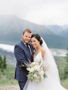 Matanuska Glacier bride and groom portrait