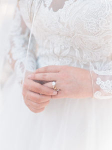 bridal portraits engagement ring under veil