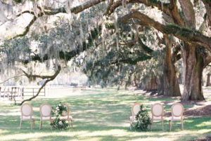 Boone Hall wedding ceremony like oak trees
