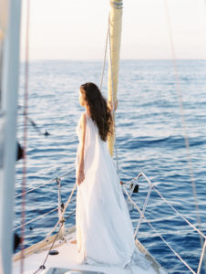 Oahu sailboat elopement bride Tradewind Charters