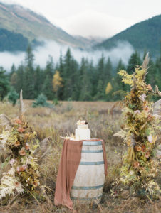 A Touch of Saige Events Alaska wedding barrel cake