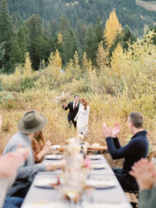 A Touch of Saige Events Alaska elopement reception table Girdwood Alaska