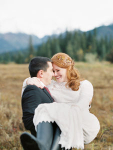 Alaska bride and groom Moose Meadows Girdwood film photographer