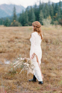 Alaska fall bride elopement