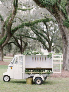 Chug-a-lug Wagon mobile bar cart Boone Hall wedding