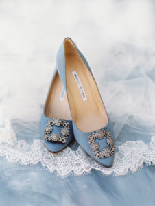 Manolo Blahnik shoes blue buckle viel wedding