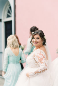 mint bridesmaids Rainbow Row Charleston wedding