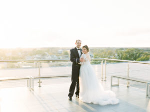 The Cedar Room rooftop bride and groom portraits sunset golden hour