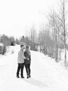 couple kissing on the Coastal Trail in Anchorage Alaska