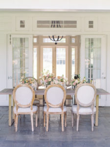 Designs by Hemingway wedding table Dillingham Ranch french doors