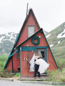 A-frame red cabin Hatcher pass wedding